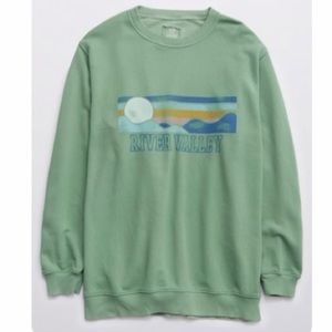 Aerie Oversized Crew Neck Sweatshirt Green